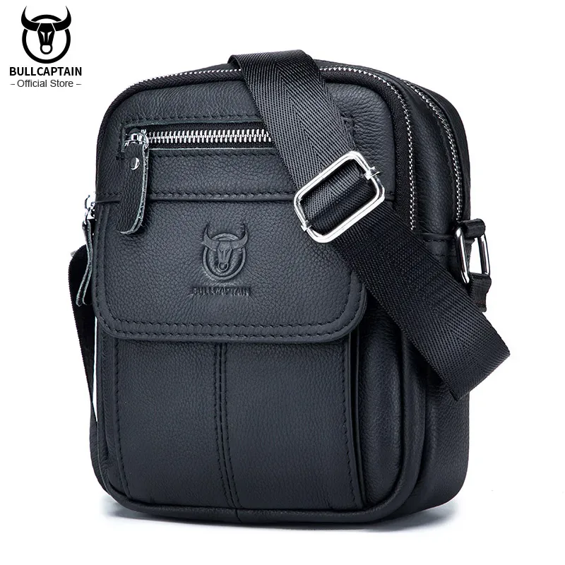 sac à bandoulière décontracté pour homme bullcaptain, sac messager d'affaires, sac en cuir de vache de haute qualité pour homme, mini poche de grande capacité