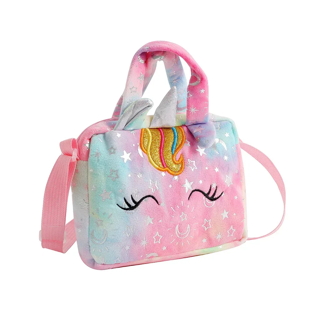 sac à bandoulière licorne en peluche pour bébé, sac de rangement à bandoulière mignon, sac à bandoulière coloré pour girly