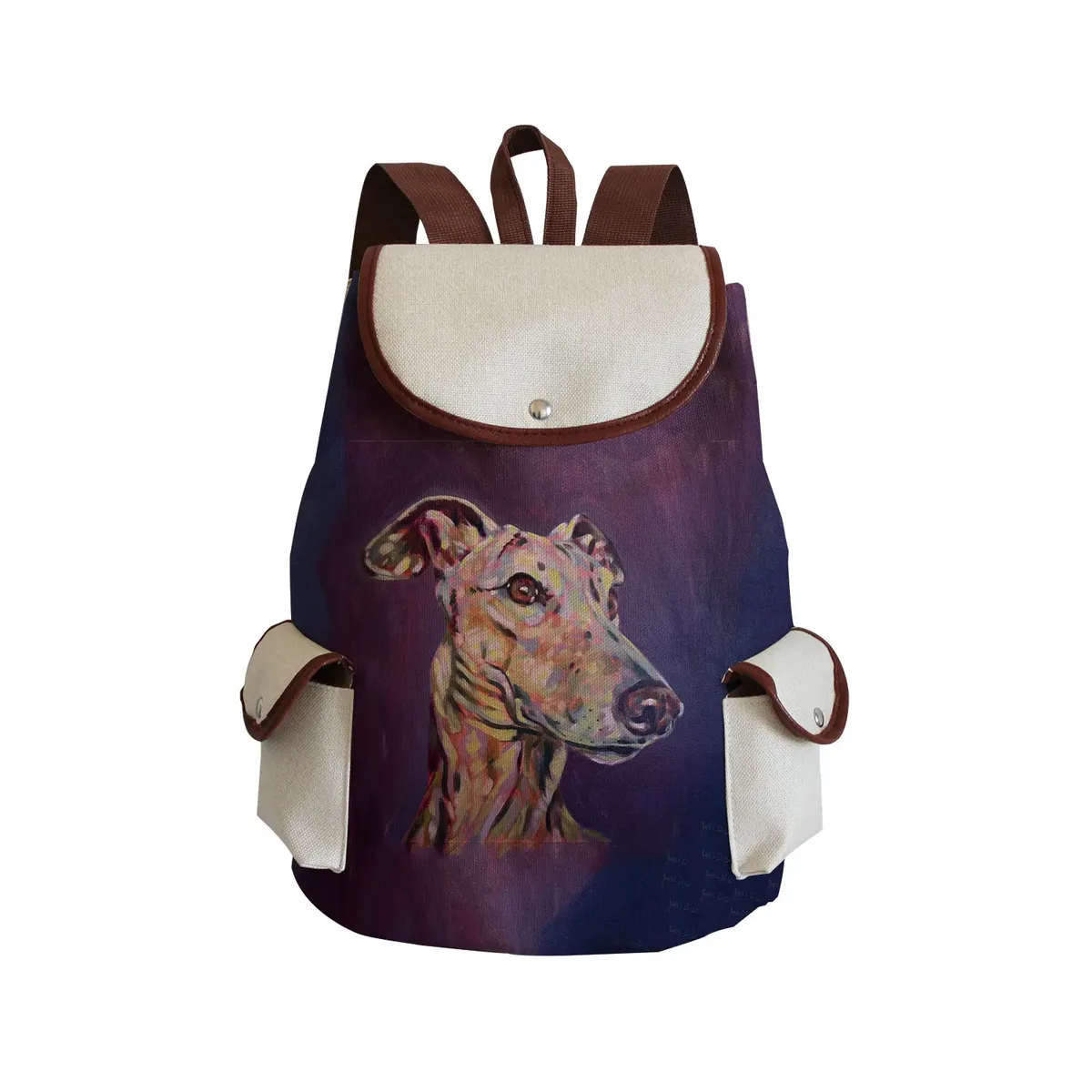 sac à dos personnalisé avec peinture à l'huile et imprimé de chien lévrier, sacoche de styliste durable pour shopping et voyage, accessoire d'extérieur décontracté pour femme