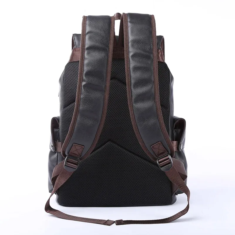 moyyi grand sac à dos de voyage en cuir étanche à rabat hommes femmes adolescents collège étudiant sac d'école décontracté sacs à dos pour ordinateur portable