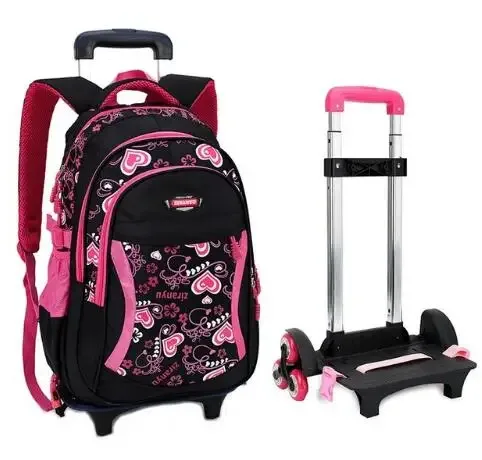 sac à dos d'école à roulettes pour enfant fille