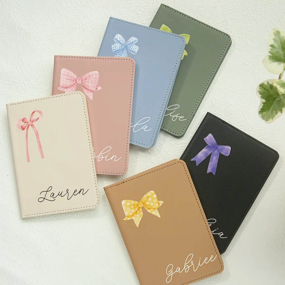 porte-passeport personnalisé avec motif de nœud, étui élégant pour cartes de voyage, cadeau adorable pour mariage, anniversaire, saint-valentin, amoureux