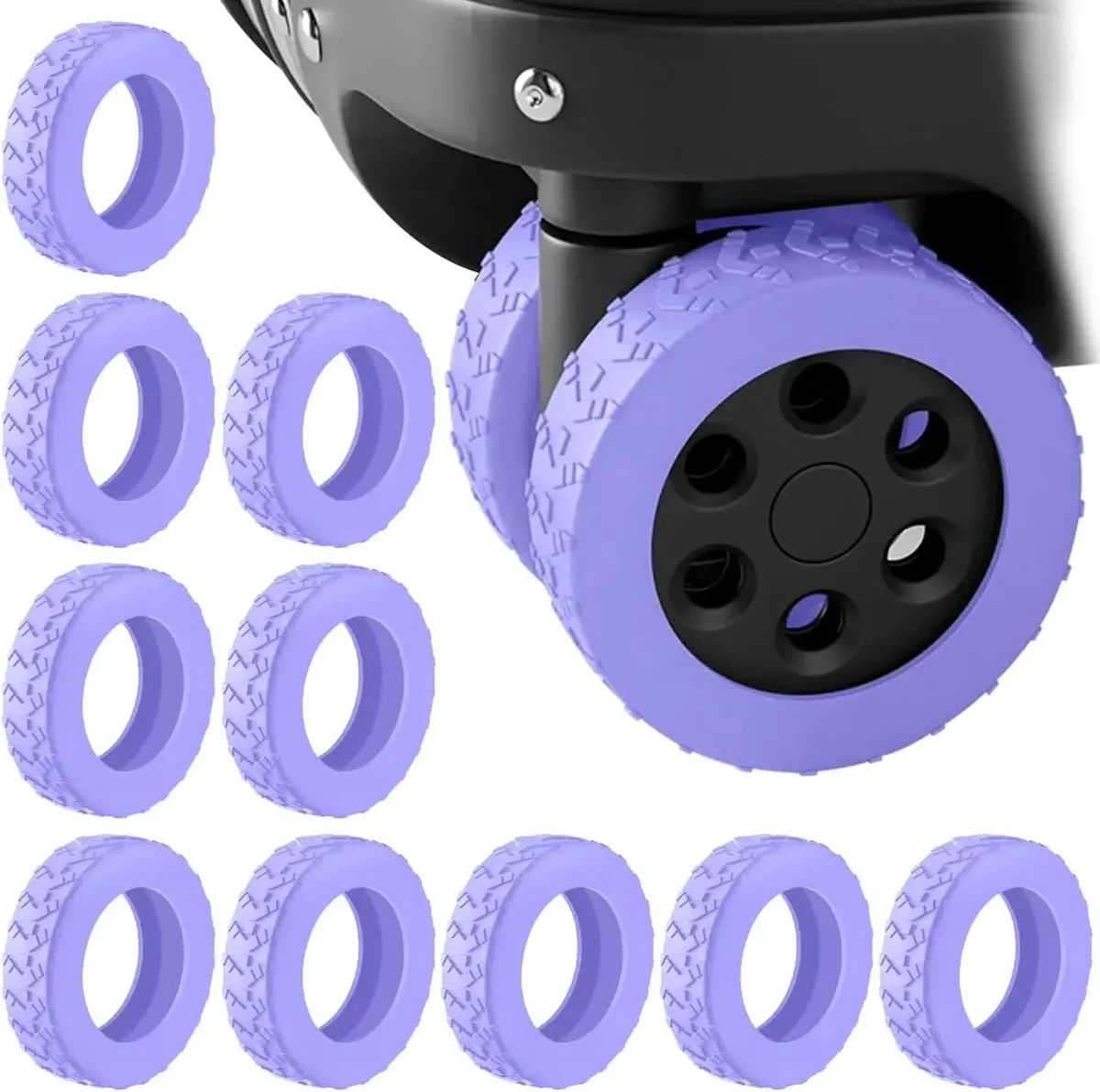housse de protection en silicone colorée et texturée pour roues de bagages de voyage, réduit le bruit, accessoires de bagages