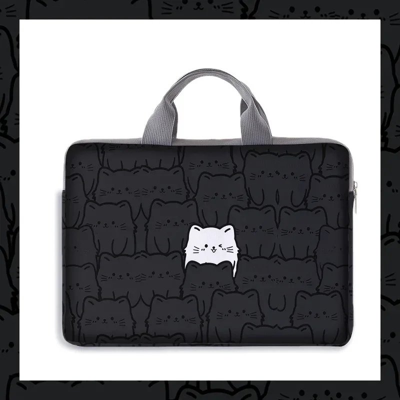 sacoche polyester chat noir motifs chats graphiques protection ordinateur portable voyage business école université travail
