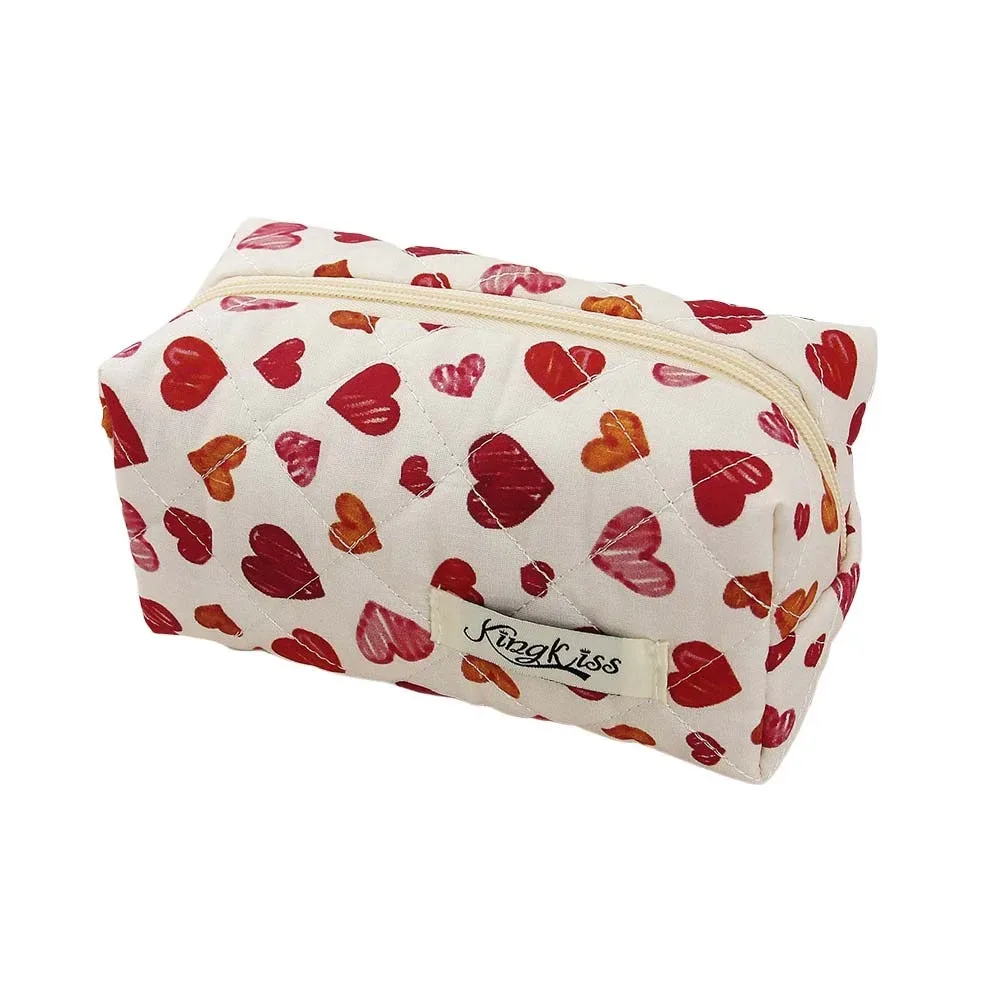 trousse de maquillage matelassée en coton imprimé floral, plusieurs tailles, sac à cosmétiques multifonctionnel imprimé léopard, pochettes à main de voyage