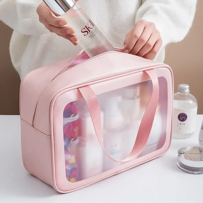 nouvelle trousse de toilette et de maquillage transparente imperméable à grande capacité, épaissie, sans logo, pour voyage, multi-usage, portable, cosmétique