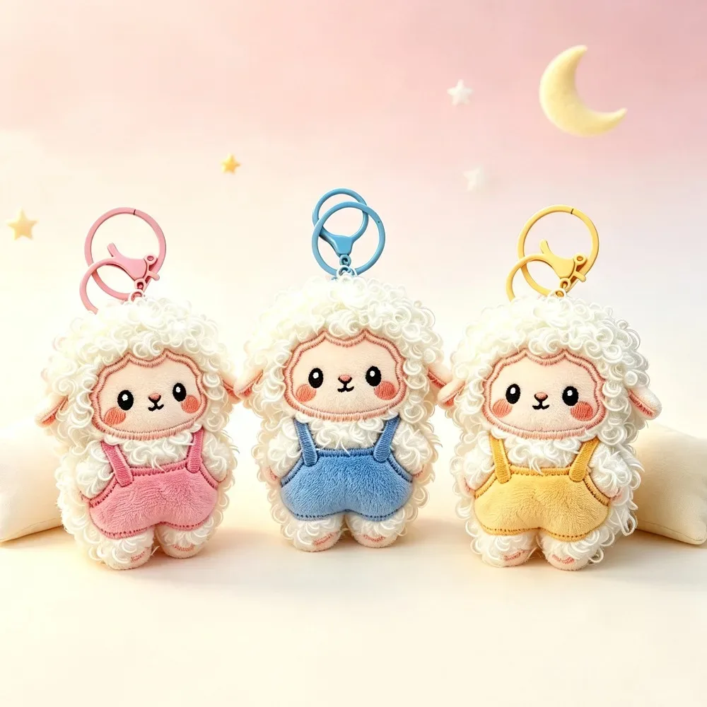 porte-clés sac à dos en peluche mouton bouclé, pendentif agneau dessin animé kawaii, ornement de sac, cadeau pour couple, petite amie, décoration