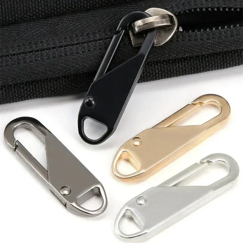 fermeture éclair zip puller métal pratique robuste remplacement bouton universal diy réparation sacs valises vêtements doré argenté noir