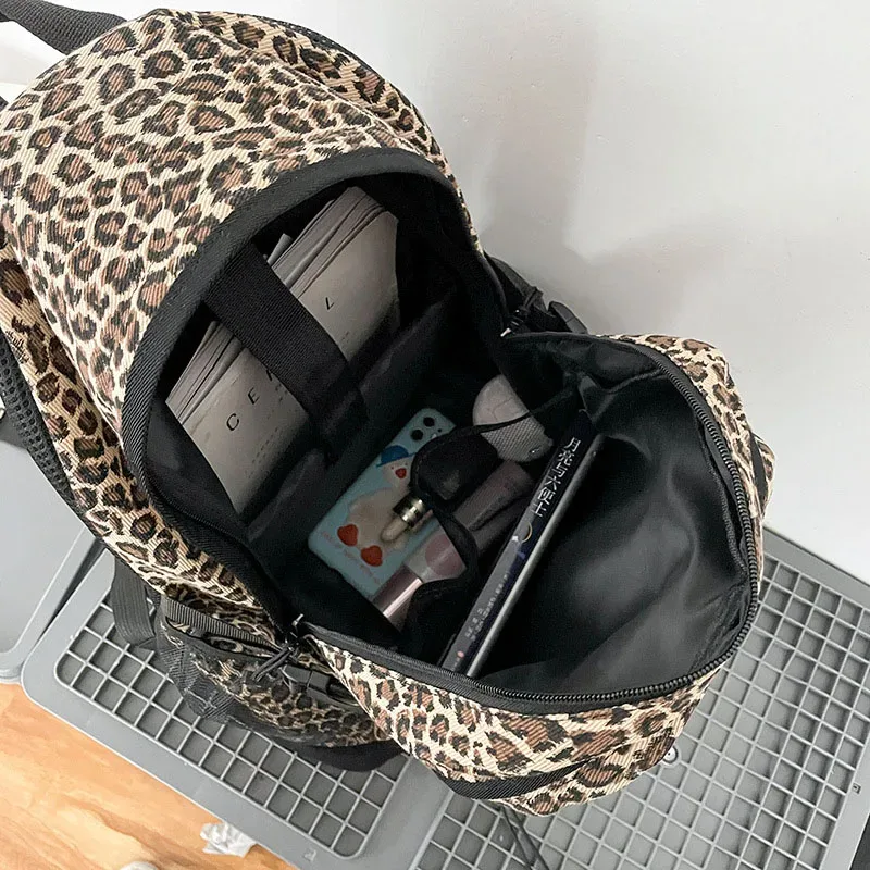 mode fille collège sac d'école décontracté simple femmes sac à dos léopard livre packbags pour adolescent voyage sacs à bandoulière pochette d'ordinateur