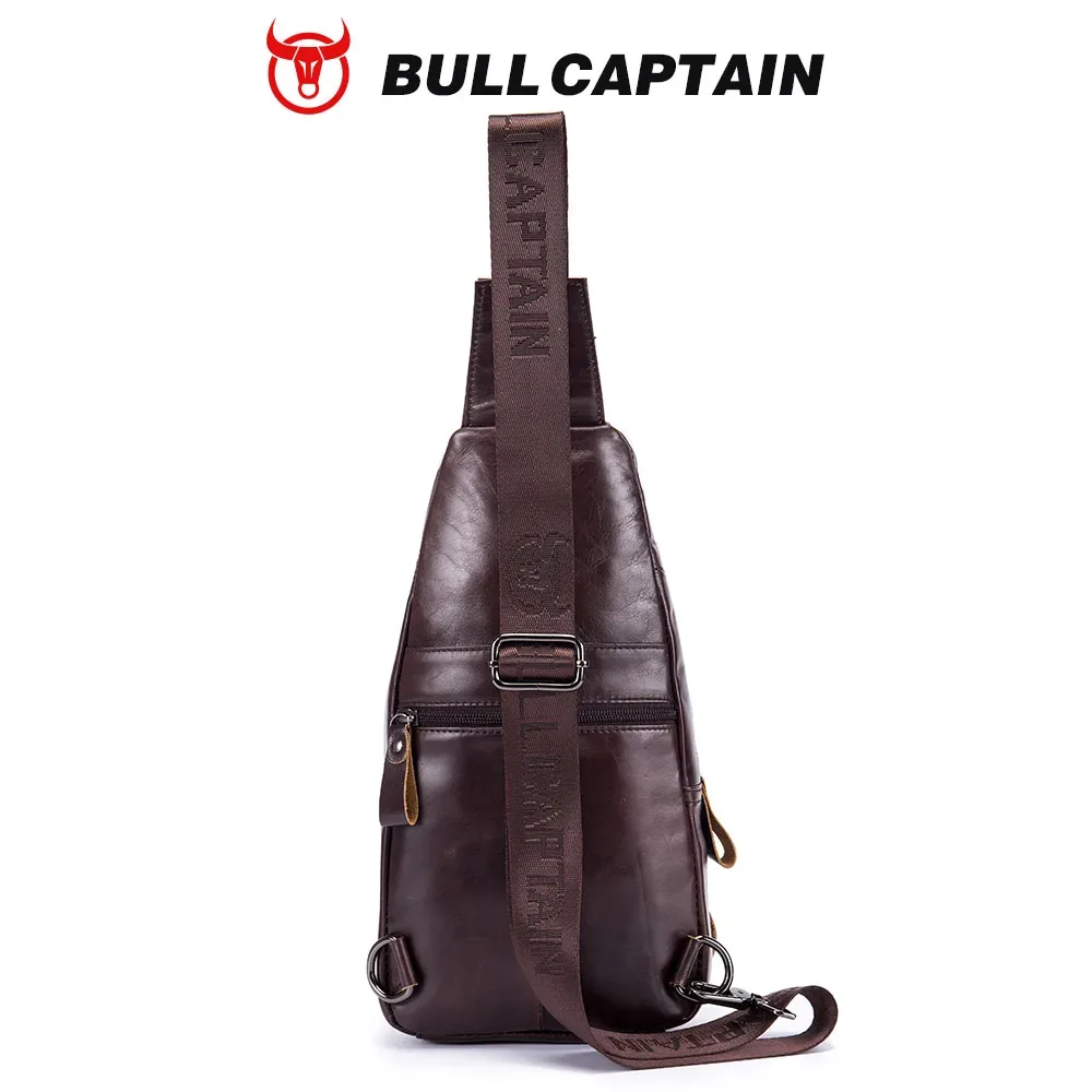 bullcaptain sac en cuir véritable sac de poitrine hommes mode style décontracté sac à bandoulière affaires grande capacité en cuir bagages pour hommes