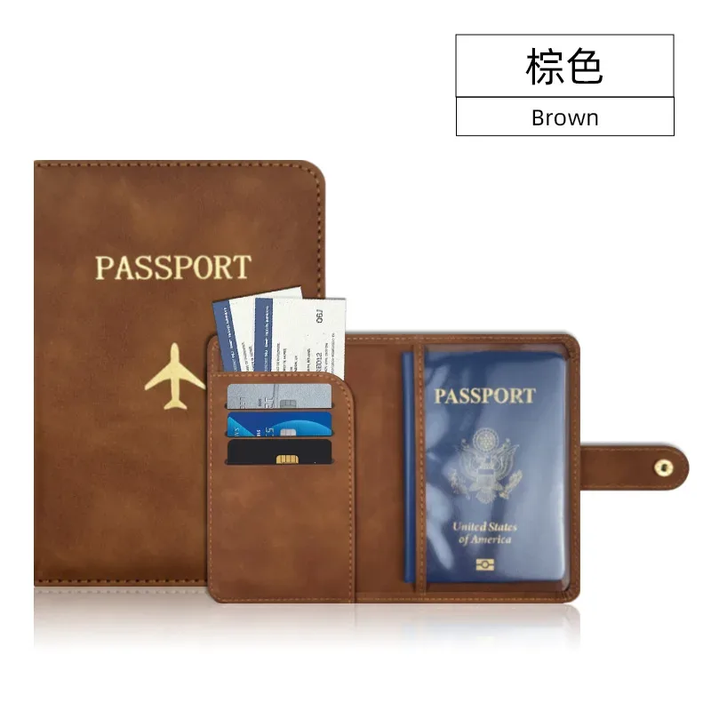 couverture de passeport à loquet d'avion unisexe, couverture de passeport de voyage, porte-carte d'identité, porte-carte de crédit, porte-passeport, accessoires de voyage