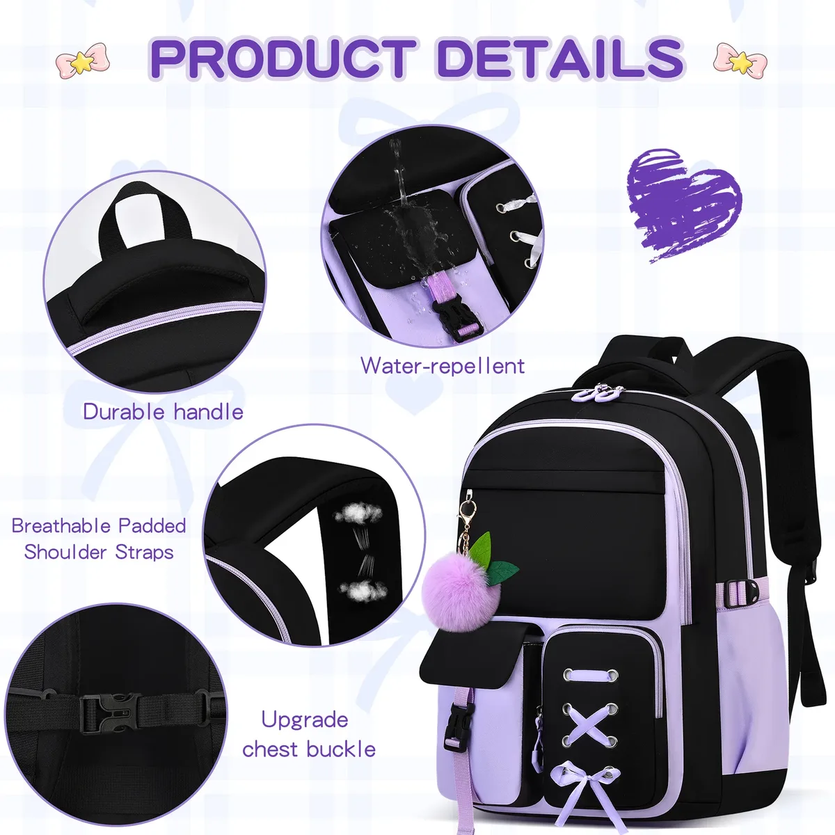 sacs d'école pour filles, cartable kawaii léger pour enfants, sac à dos pour livres, sac à dos de voyage, mochilas, cadeaux