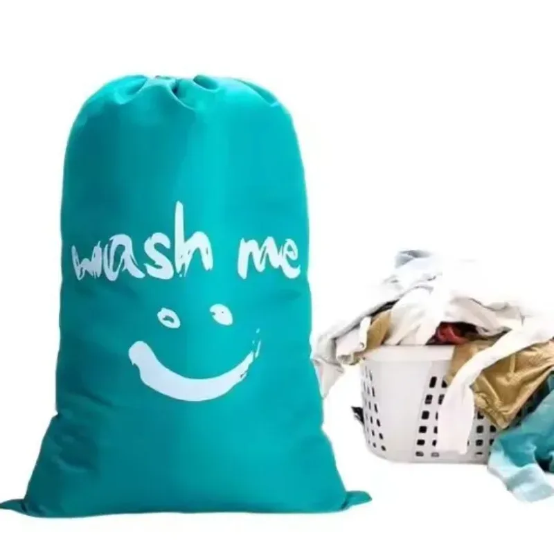 sac à linge imprimé smiley, sac de rangement, sac pour vêtements sales à cordon