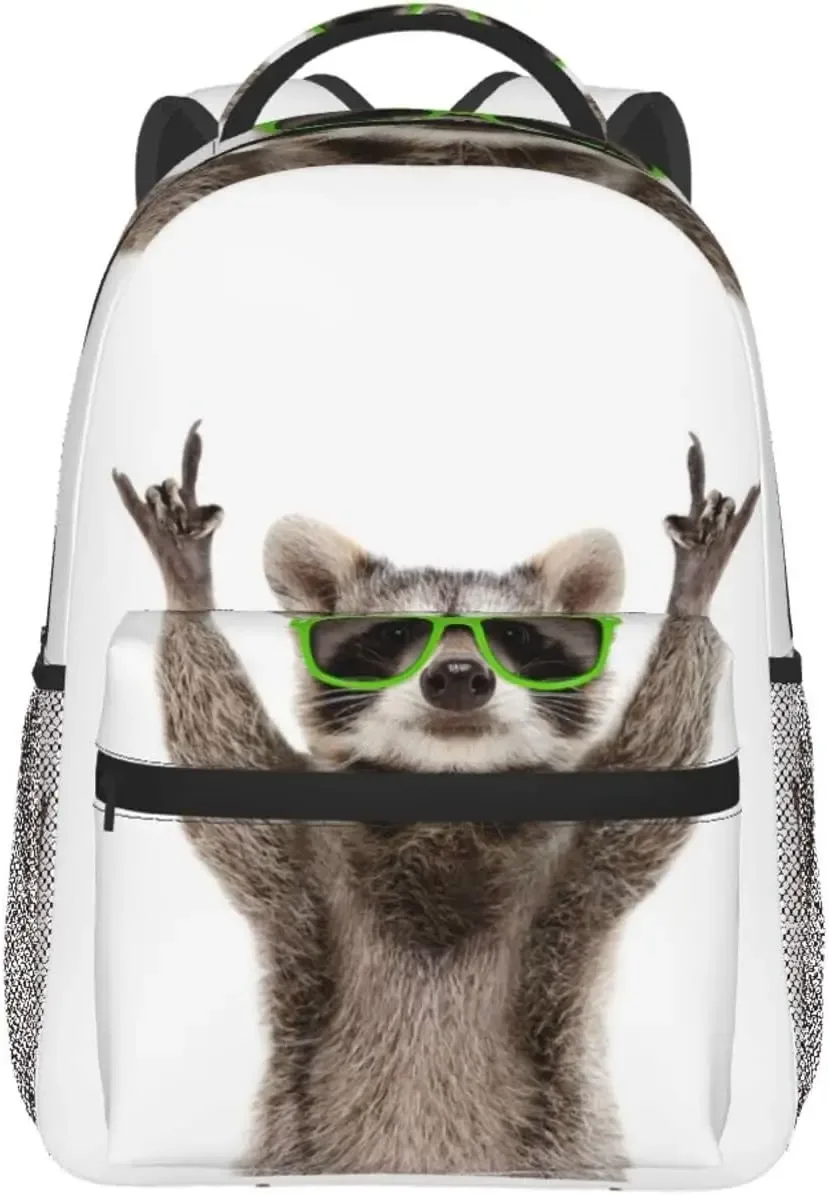 sac à dos drôle vert raton laveur avec poches, sac à dos pour ordinateur portable, sac à dos pour le travail, les affaires et les voyages, sac à dos décontracté