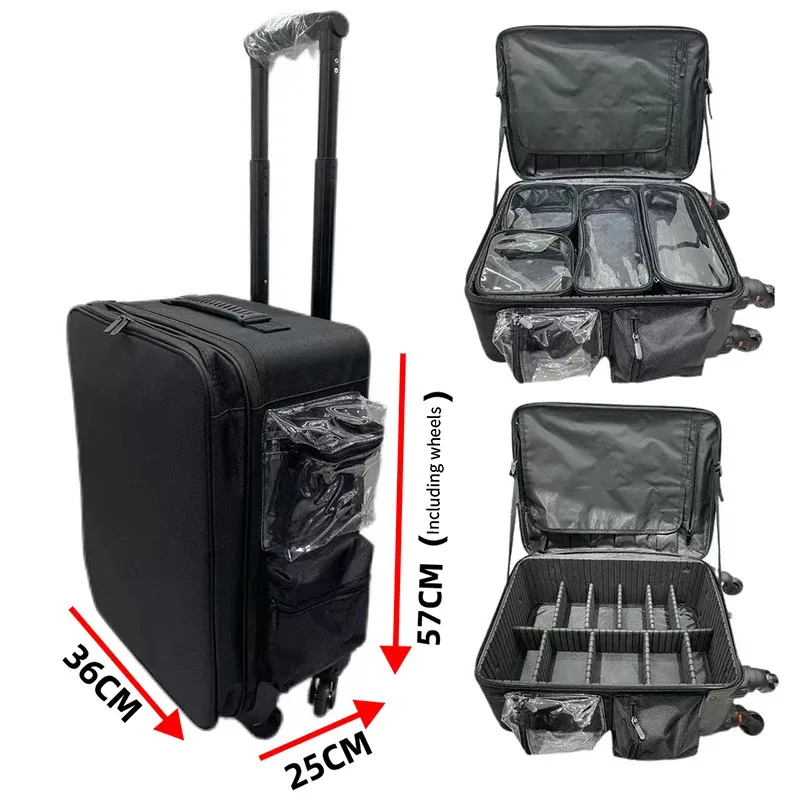 mallette de maquillage professionnelle chariot étui à cosmétiques bagages roulants valise de voyage organisateur de maquillage sacs à roulettes avec roues