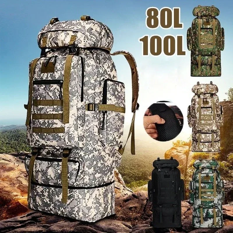 sac à dos de montagne 80l/100l, sac d'escalade, sacs à dos tactiques, grand sac à dos pour la randonnée, le camping et les voyages en plein air