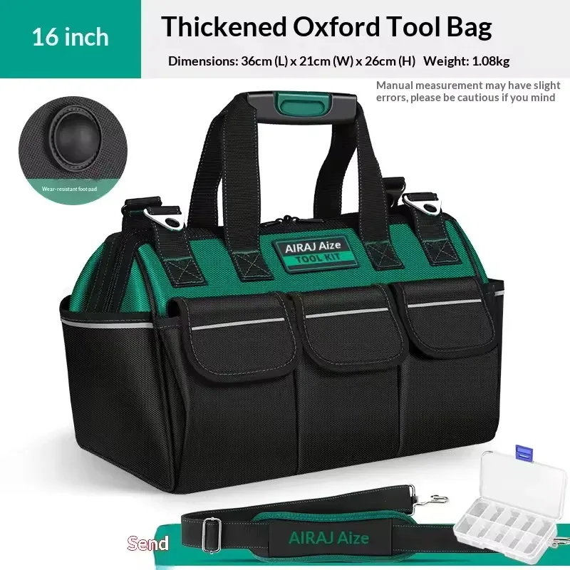 sac à outils robuste, boîte à outils portable à 14 poches, organisateur de rangement, organisation de boîte à outils avec bandoulière réglable