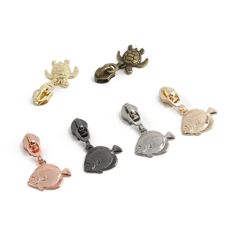 5/10/15/20pcs animaux marins # 5 têtes de fermeture éclair en nylon, curseurs de fermeture éclair pour la décoration de bagages, vestes et sacs à dos, accessoires diy