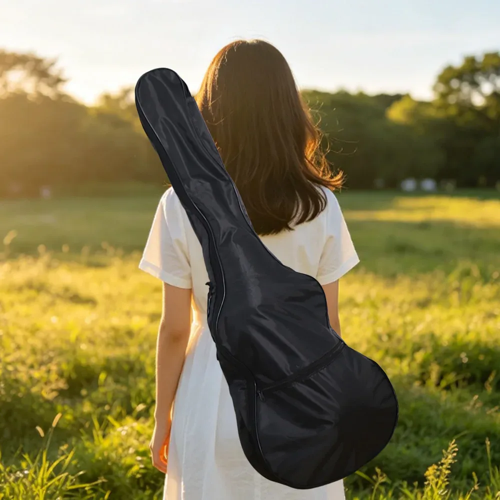 sac de guitare à bandoulière réglable épaisse, imperméable, en tissu oxford, sac à dos pour guitare, noir, avec fermeture éclair, sac à bandoulière unique, sacs pour instruments.