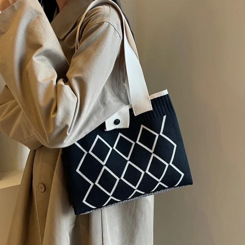 nouveau sac à bandoulière tendance grande capacité pour femmes – sacs à main polyvalents en tricot et crochet