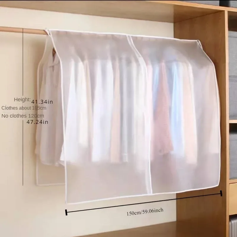 housse anti-poussière semi-transparente pour vêtements - sac à vêtements suspendu pour le rangement des manteaux et des costumes dans le placard