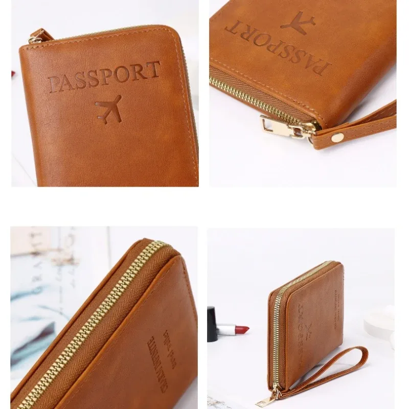 mode multi-fonction voyage rfid porte-passeport housse femmes hommes pu cuir doccument paquet billet sacs de protection