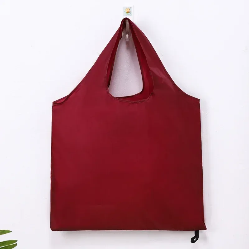 sac de courses réutilisable pour femmes et hommes, sac d'épicerie pliable en nylon de couleur unie, sac fourre-tout écologique, sacs à main portables