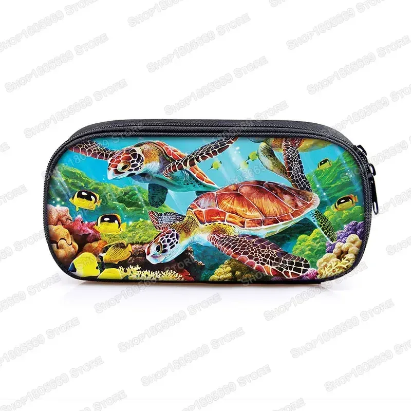 trousse à cosmétiques, animal de mer, tortue, baleine, requin, dauphin, poulpe, trousse d'école pour filles, boîte à crayons, sacs de papeterie mignons, cadeau