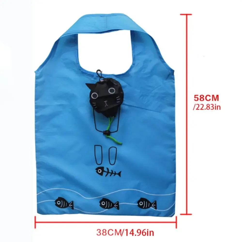 sac de courses pliable portable motif grenouille, sac écologique pliable motif chat de dessin animé, pochette d'épaule, sac de rangement écologique pour femmes