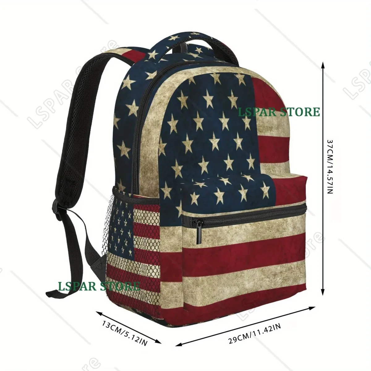 sac à dos vintage avec drapeau américain, unisexe, décontracté, pour ordinateur portable, cartable d'école, sac à dos de voyage, randonnée, camping