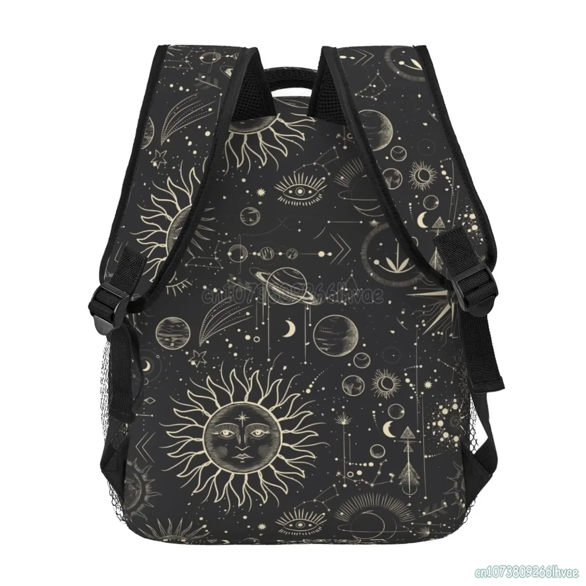 sac à dos de voyage souple unisexe, motif céleste, soleil et lune, sacs à dos gothiques mystiques, cartable pour étudiants