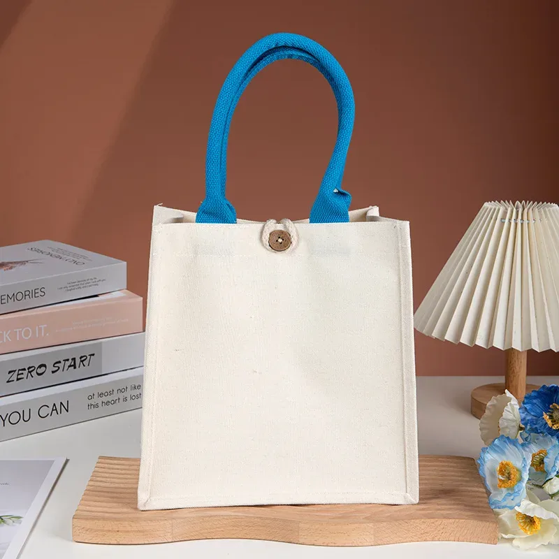 sac fourre-tout en toile vierge personnalisable avec logo, imprimable, en faux toile de jute, couleur unie, grande capacité, pour femmes