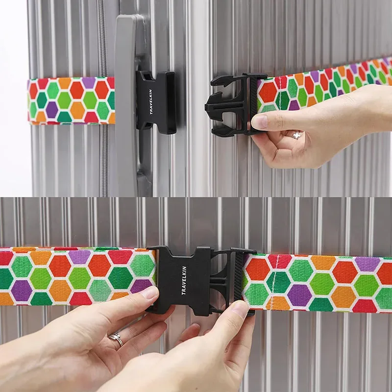 cadenas serrure tsa polyester géométrique multicolore hexagon carré sangles ajustables sac voyage ensemble huit