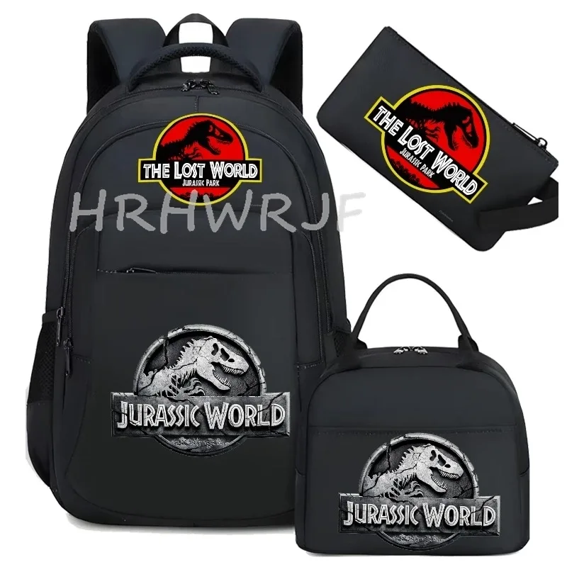 sac à dos jurassic world park, sac à dos de voyage camouflage dinosaure avec sacs à lunch, sacs d'école pour ordinateur portable pour femmes et hommes, 3 pièces