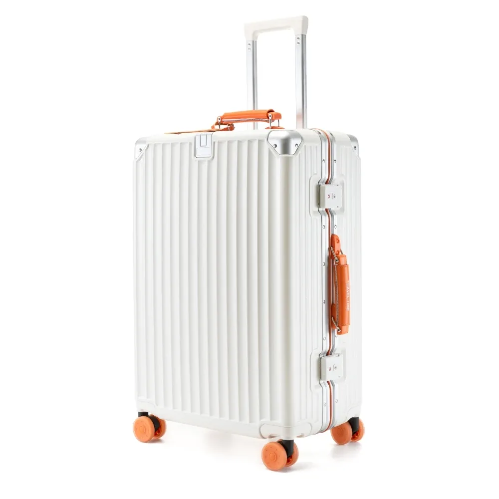 valise à roulettes fashoin en cuir souple avec poignée, coque rigide en pc, cadre en aluminium, serrure tsa, pour femme, 20/24 pouces