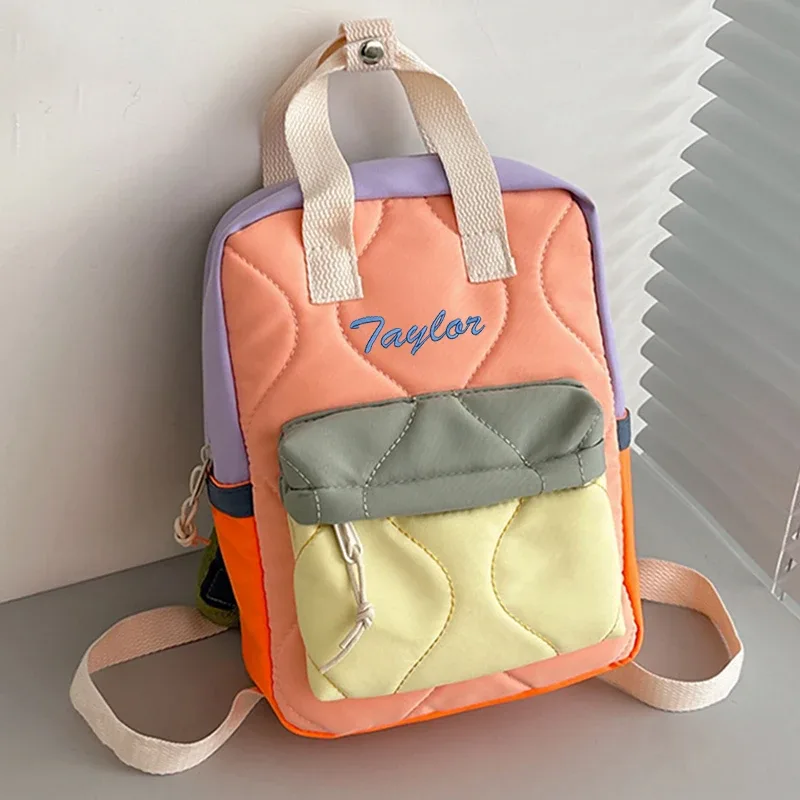 broderie personnalisée/style standard 2 options, blocs de couleurs dopamine, sac à dos élégant, sac à dos décontracté, super mignon !! !