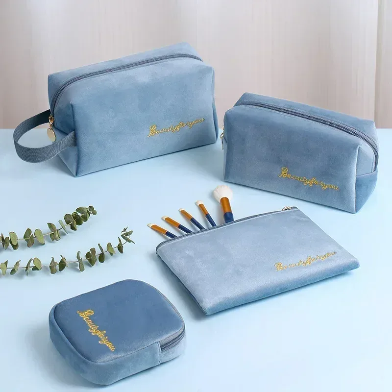 mode femmes sac cosmétique voyage serviette hygiénique maquillage articles de toilette lavage organisateur sac de rangement velours nécessaire maquillage pochette
