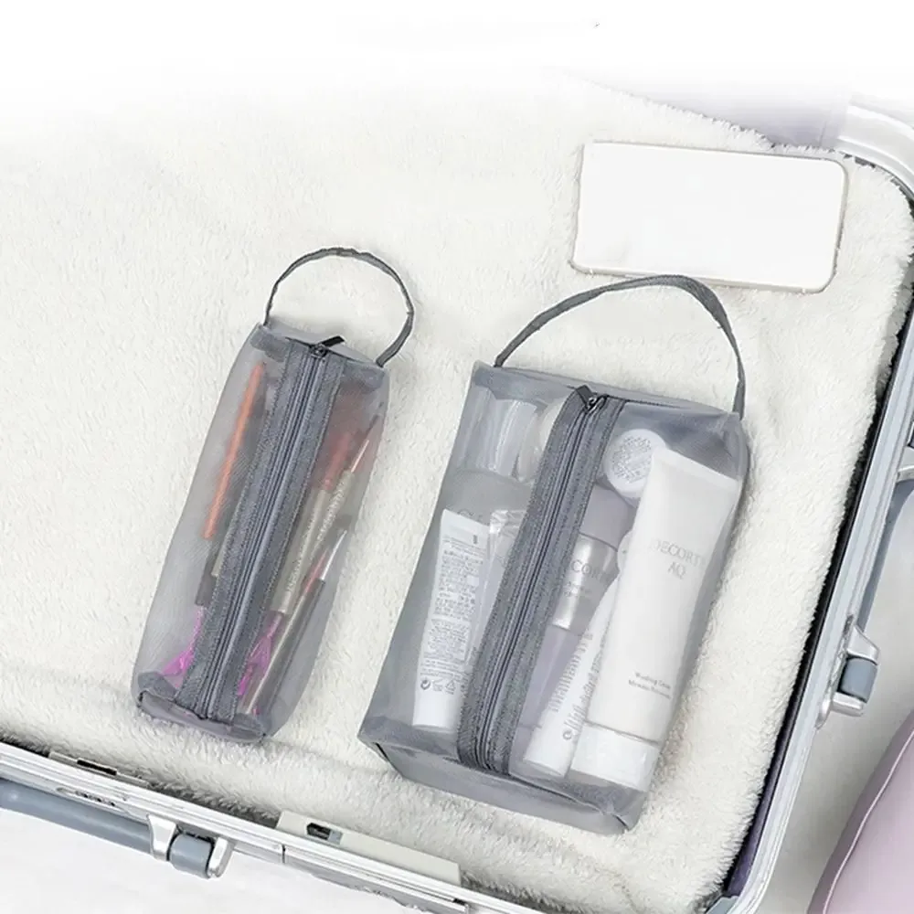 trousse de toilette en maille, sac de lavage de voyage, sac de maquillage à fermeture éclair de grande capacité, sac de rangement de soins de la peau, sac de cosmétiques pour femmes, sac de rangement coréen
