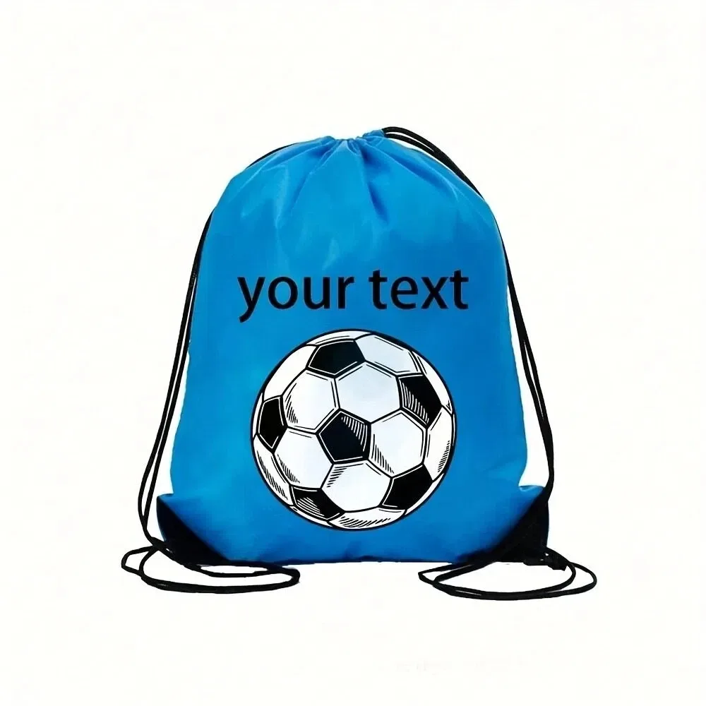 sac de sport unisexe personnalisé avec motif de football, sac à dos à cordon de serrage, pochette multifonctionnelle pour l'extérieur, petit sac de voyage, cadeau de vacances