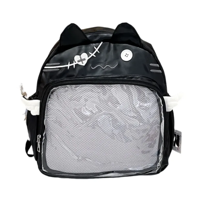 sac à dos chat mignon pour femme, sac ita transparent, sacs à dos esthétiques féminins, nylon, style japonais, mode décontractée, grande capacité