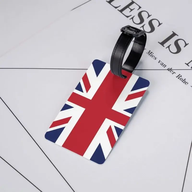 étiquette de bagage rétro union jack avec porte-carte de nom et couverture de confidentialité, étiquette d'identification pour sac de voyage, valise, drapeau du royaume-uni, étiquette d'embarquement.