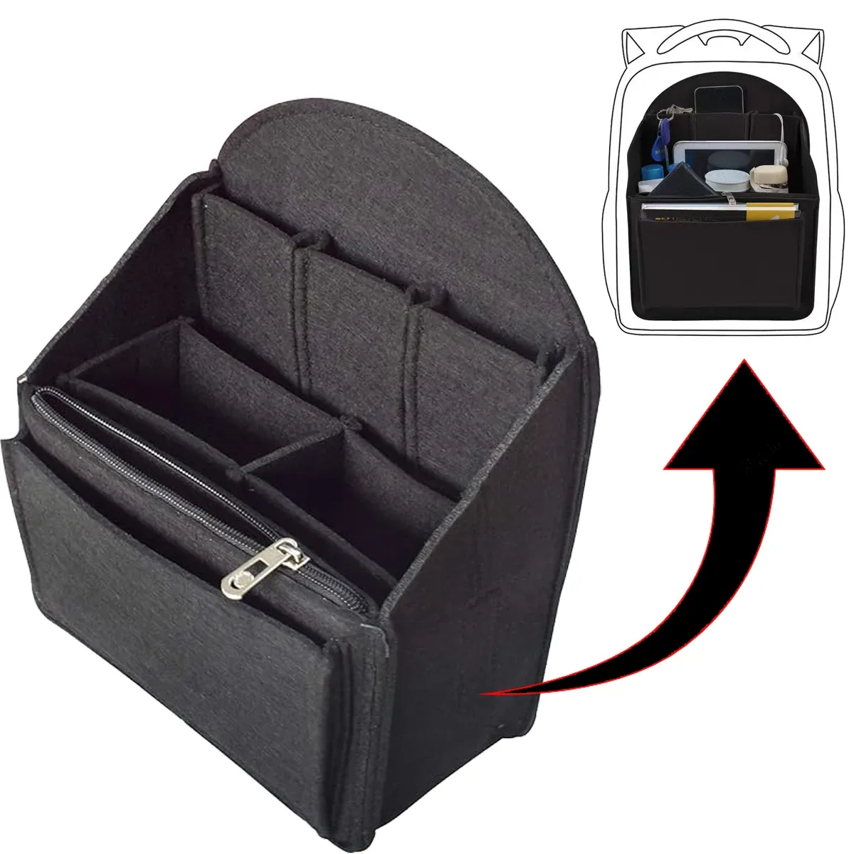 Organisateur de sac à dos en feutre pour sac à dos, sac à main, sac à bandoulière