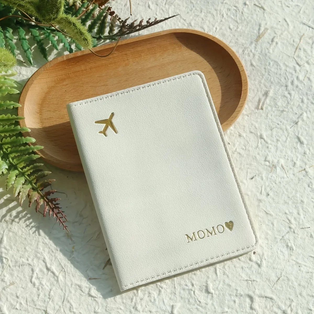 étui de protection personnalisé en cuir pu pour passeport avec lettres dorées, porte-passeport épaissi personnalisé