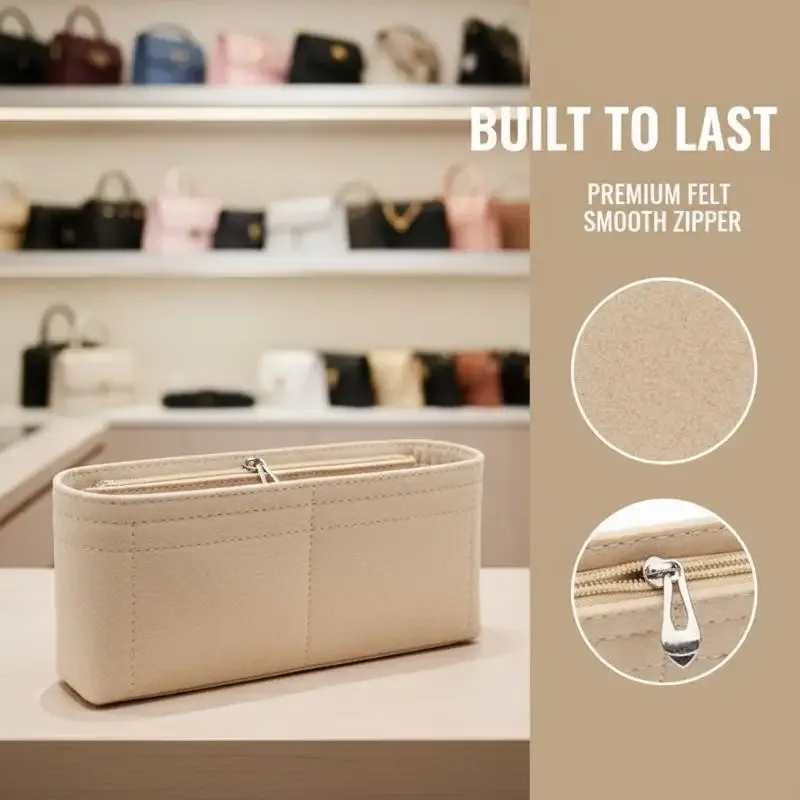 organisateur de sac en feutre pour maquillage et cosmétiques, parfait pour les sacs à main et pochettes, séparateur de rangement intérieur pour femmes