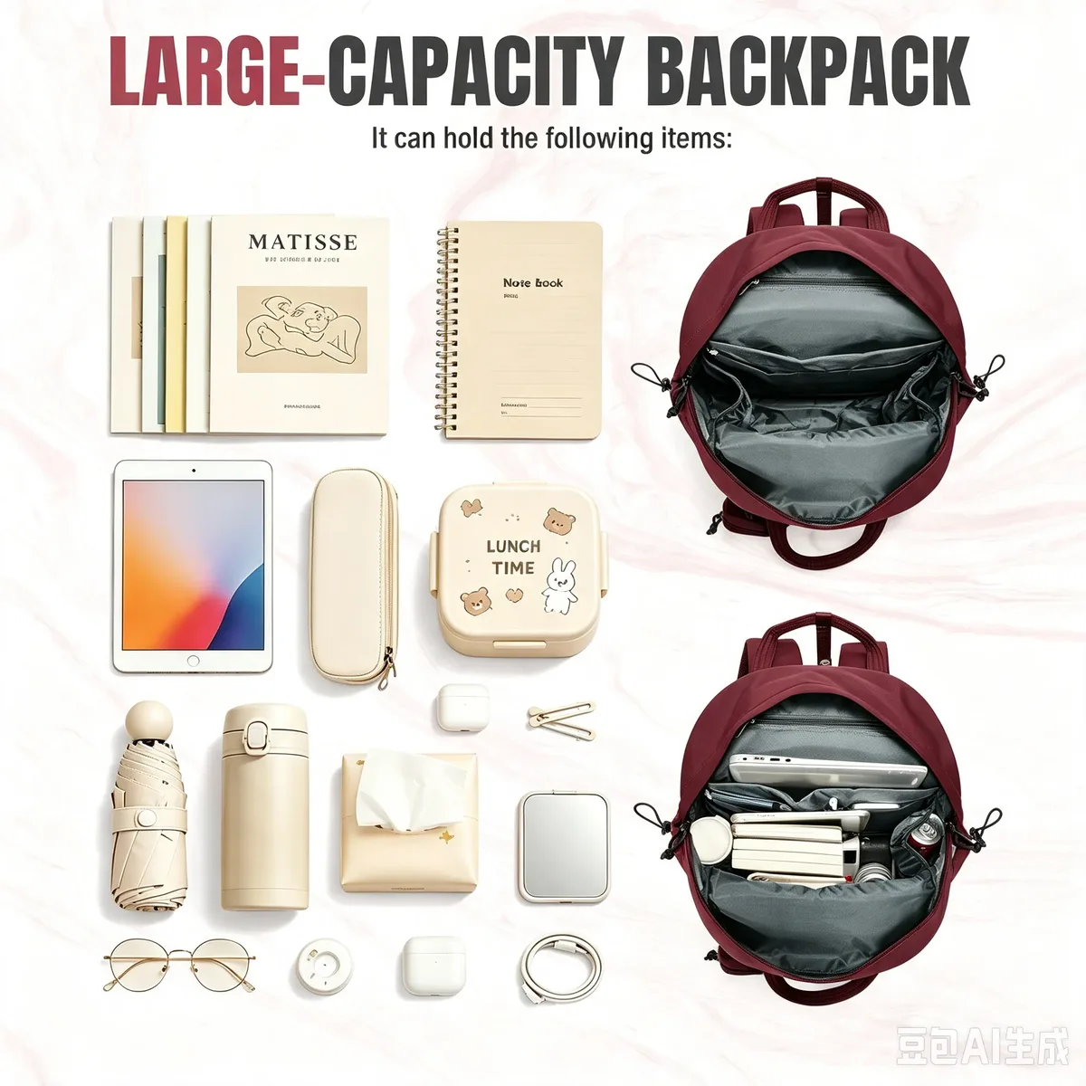 sac à dos décontracté, sac à dos scolaire essentiel pour les adolescents, sac à dos antivol de grande capacité avec pochette pour cartes