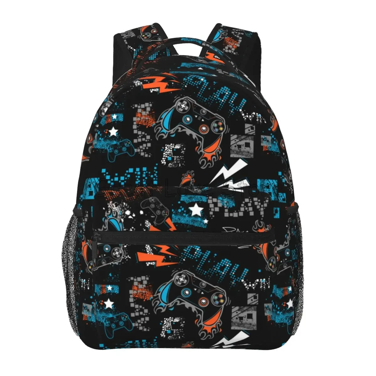sac dos toile noir motif jeux vidéo multicolore fermeture éclair 20 35 litres polyester polyvalent voyage école week end vacances randonnée camping