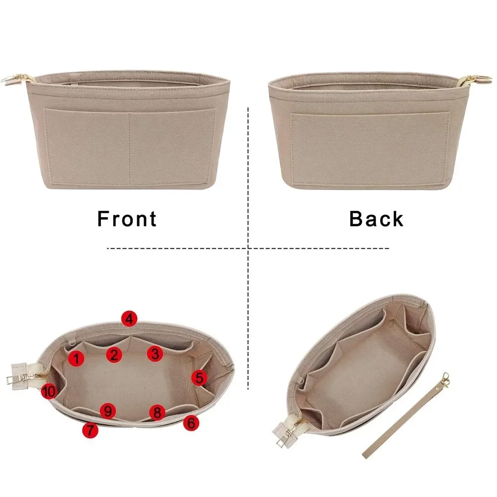sac fourre-tout en feutre pour femmes, sac à main de voyage portable, sacs à cosmétiques, sac à main à doublure d'insertion, sacs de marque de stockage de poudres