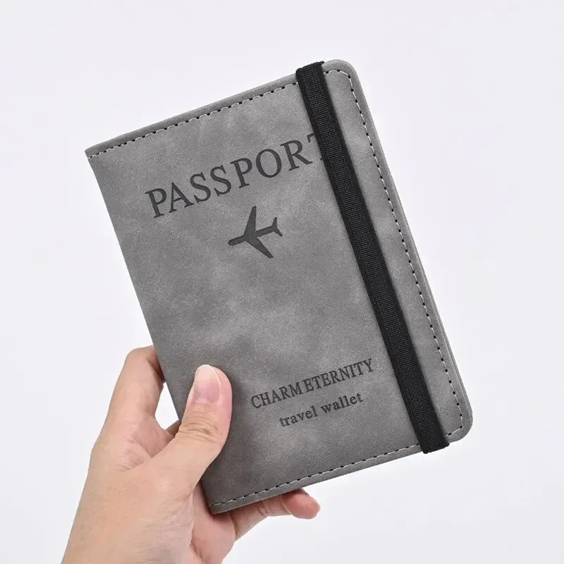 sac à passeport avec sangle en cuir pu, porte-passeport rfid, étui de protection, portefeuille de voyage à l'étranger, rangement de cartes, billets, sacs à main