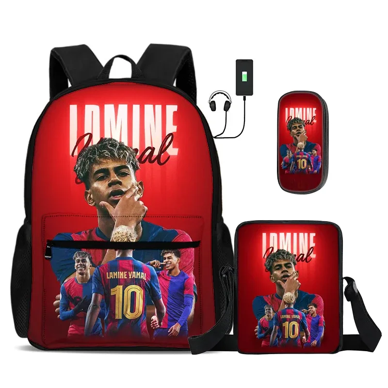 sac dos nylon motif joueur football rouge blanc noir activité sportive bandoulière arquée intérieur informatique