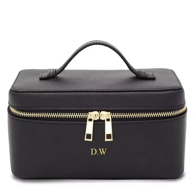 saffiano – trousse de toilette de voyage en croûte de cuir pour femmes, sac portable suspendu, boîte de rangement de maquillage, kit dopp, sac à cosmétiques pour femmes